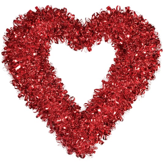 Valentine&#x27;s Day Tinsel Heart Wreath